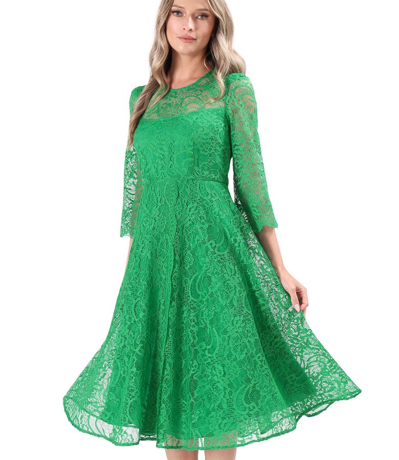 Elegant dress made of lace with floral motifs