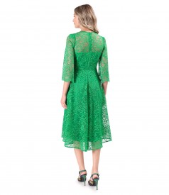 Elegant dress made of lace with floral motifs