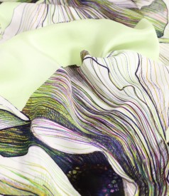 Midi viscose satin dress printed with oversized flowers