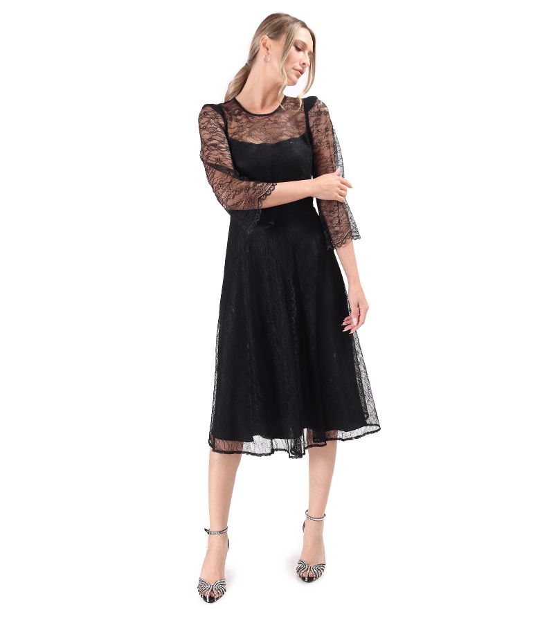 Elegant dress made of lace with floral motifs