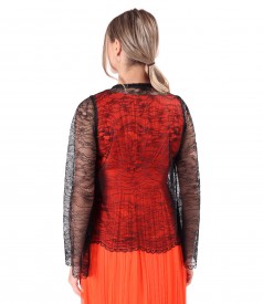 Fine lace bolero with floral motifs