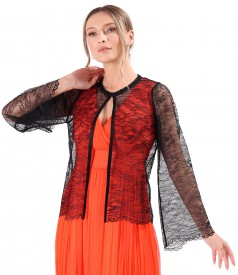 Fine lace bolero with floral motifs