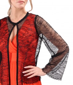 Fine lace bolero with floral motifs