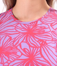 Midi dress printed with floral motifs