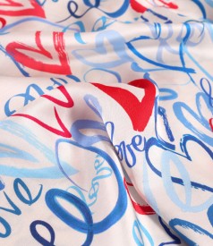 Satin viscose midi dress printed with hearts