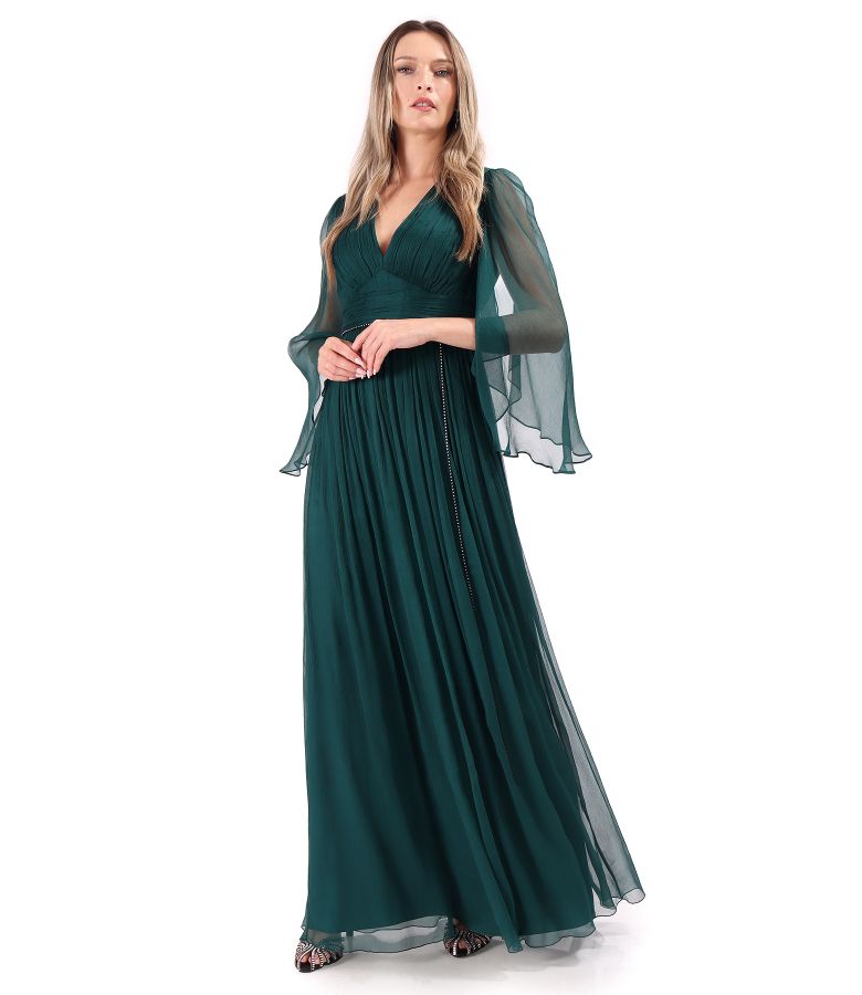 Long evening dress made of natural silk voile