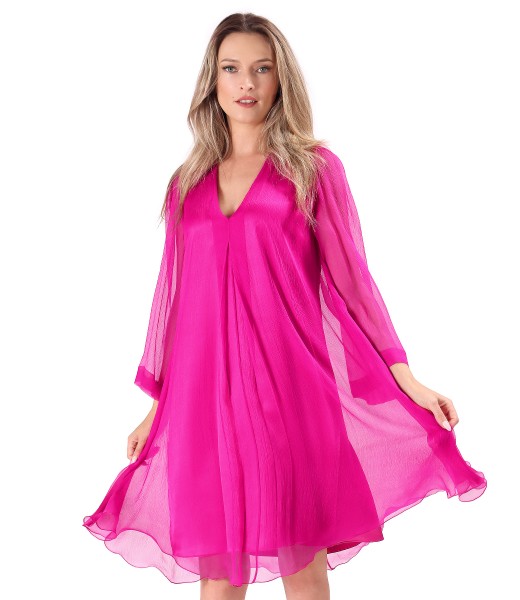 Natural silk chiffon evening dress
