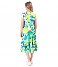 Midi dress with ruffles made of printed viscose
