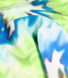 Midi dress with ruffles made of printed viscose