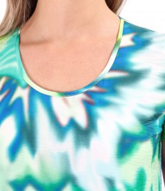 Midi dress with ruffles made of printed viscose