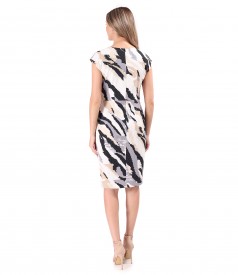 Elegant dress made of printed elastic brocade