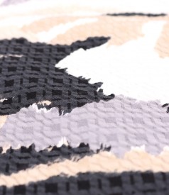 Elegant dress made of printed elastic brocade