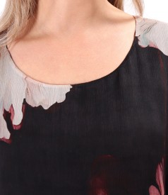 Butterfly Silk Chiffon Dress with Floral Print