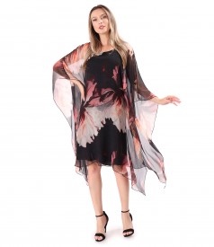 Butterfly Silk Chiffon Dress with Floral Print