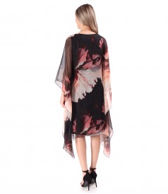 Butterfly Silk Chiffon Dress with Floral Print