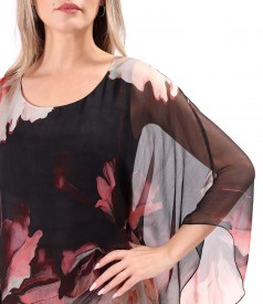 Butterfly Silk Chiffon Dress with Floral Print