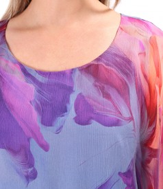 Butterfly Silk Chiffon Dress with Floral Print