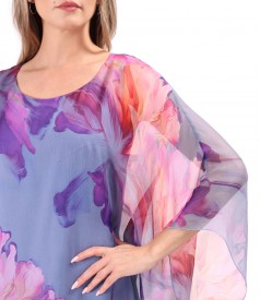Butterfly Silk Chiffon Dress with Floral Print