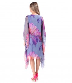 Butterfly Silk Chiffon Dress with Floral Print