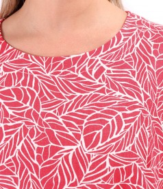 Oversize blouse with linen printed with floral motifs