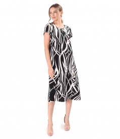 Viscose midi dress with linen