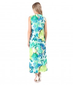 Long dress made of printed viscose fabric