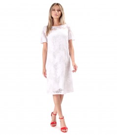 Elegant cotton lace dress with floral motifs