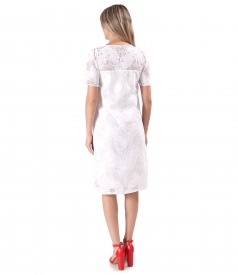 Elegant cotton lace dress with floral motifs