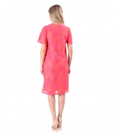 Elegant cotton lace dress with floral motifs