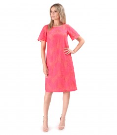 Elegant cotton lace dress with floral motifs