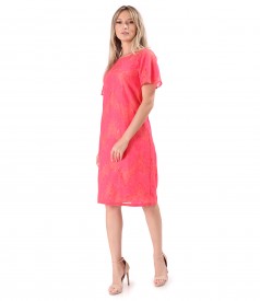 Elegant cotton lace dress with floral motifs