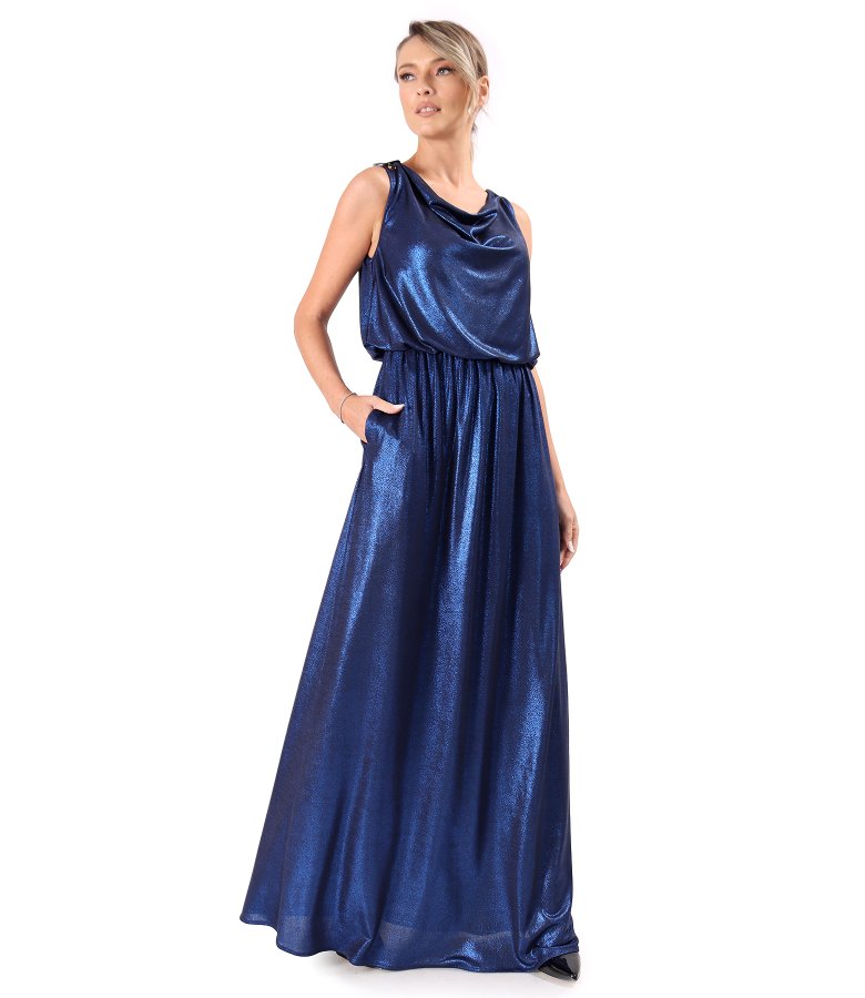 Elegant long dress made of elastic jersey with a shiny effect