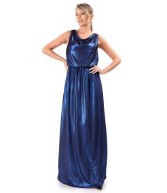 Elegant long dress made of elastic jersey with a shiny effect