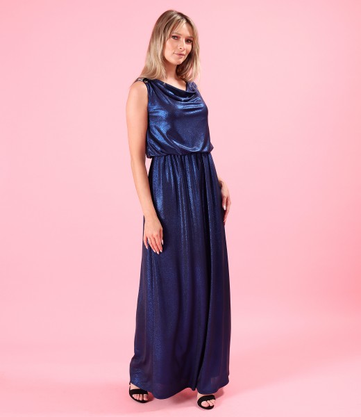 Elegant long dress made of elastic jersey with a shiny effect