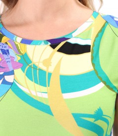 Printed elastic jersey dress