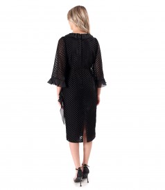 Cocktail dress made of veil with velvet polka dots