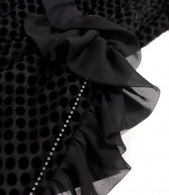 Cocktail dress made of veil with velvet polka dots