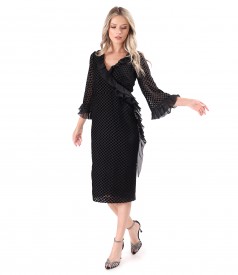 Cocktail dress made of veil with velvet polka dots