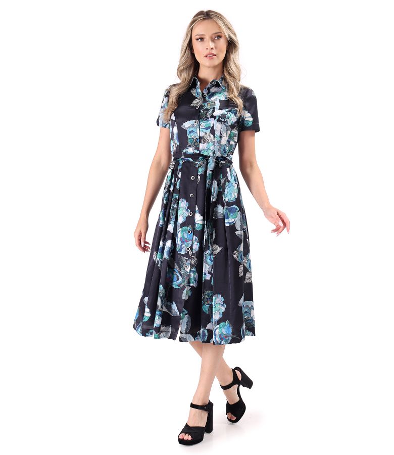 Elegant shirt dress made of cotton with natural silk