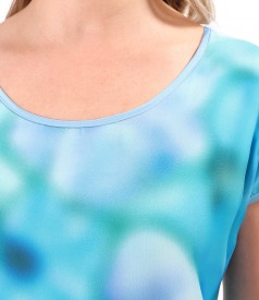 Blouse with natural silk front with floral motifs