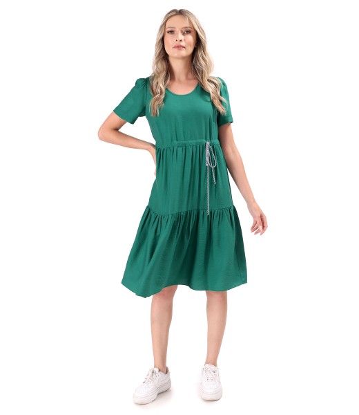 Ruffled dress made of wrinkled viscose with drawstring waist