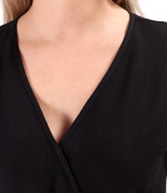 Long viscose jumpsuit with pockets and elastic trim