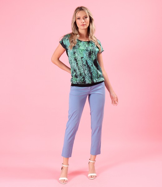 Natural silk blouse with ankle pants