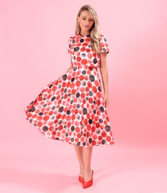 Cotton midi dress with natural silk