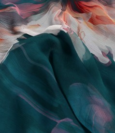 Midi butterfly silk chiffon dress with floral print