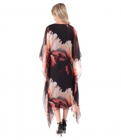 Midi butterfly silk chiffon dress with floral print