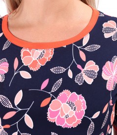 Elastic jersey blouse with embossed print