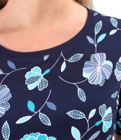 Elastic jersey blouse with embossed print