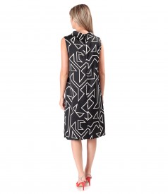 Satin dress printed with geometric motifs