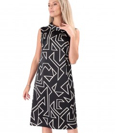 Satin dress printed with geometric motifs
